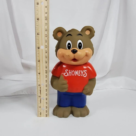 Shoneys Bear Coin Bank 1993 Vintage 8" Tall Remove Head To Access Coins - Picture 3 of 12